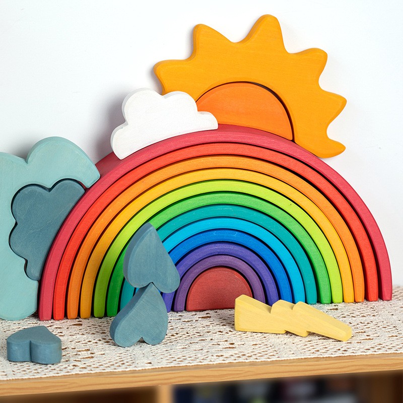 Stepping Stone Foam - Children's Wooden Rainbow Blocks Big Arch