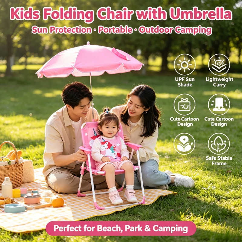 Kids Folding Chair with Sun Um - Kids Outdoor Umbrella Chair recension och pris
