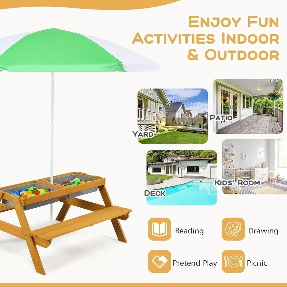 3-in-1 Height-Adjustable Umbre - Kids Outdoor Garden Set recension och pris