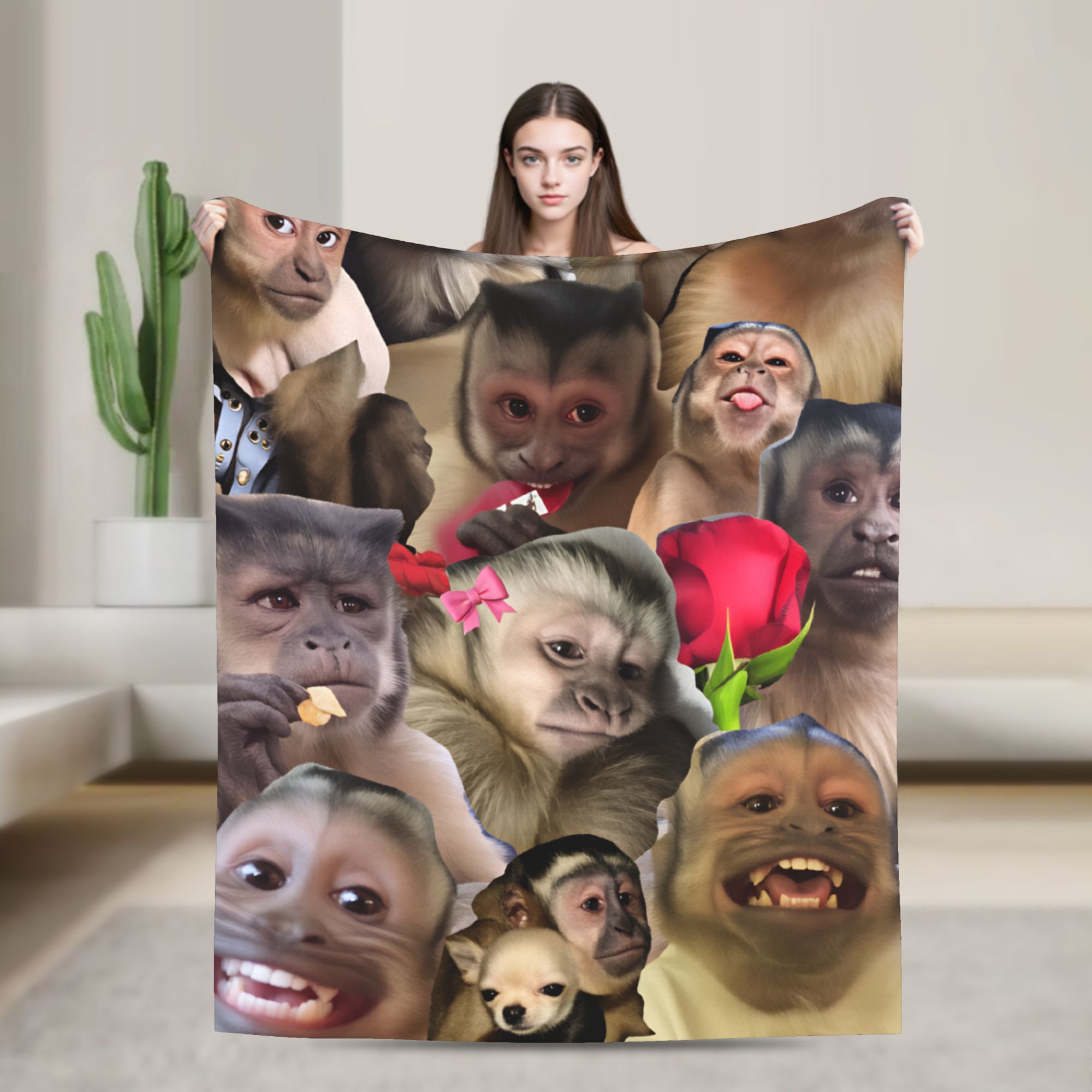 Monkey Face Collage Flannel Bl - Kids Outdoor Lounge recension och pris