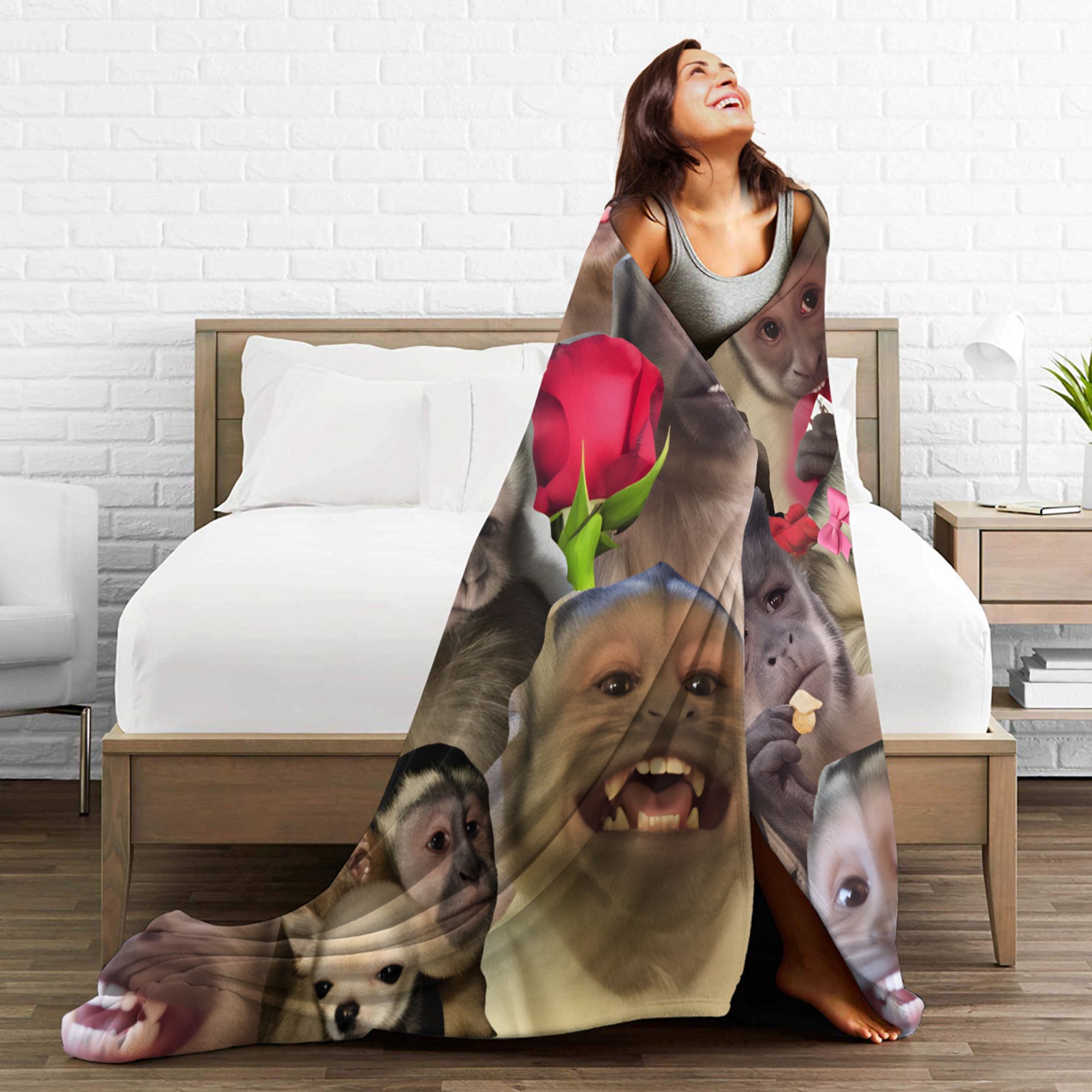 Monkey Face Collage Flannel Bl - Kids Outdoor Lounge recension och pris